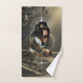 Un loup génial avec fée (Serviette à main)