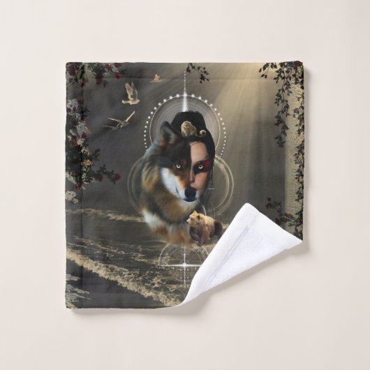 Un loup génial avec fée (Gant de toilette)