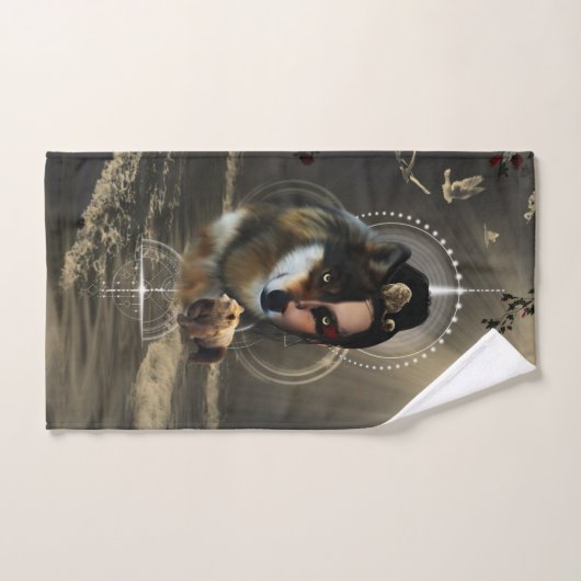 Un loup génial avec fée (Serviette à main)