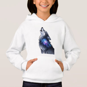Un loup hurle à une galaxie étoilée