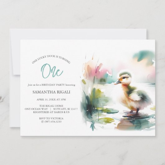 Un Lucky Duck Boy 1er Anniversaire Invitations (Devant)