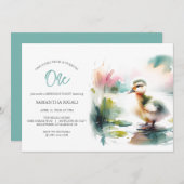 Un Lucky Duck Boy 1er Anniversaire Invitations (Devant / Derrière)