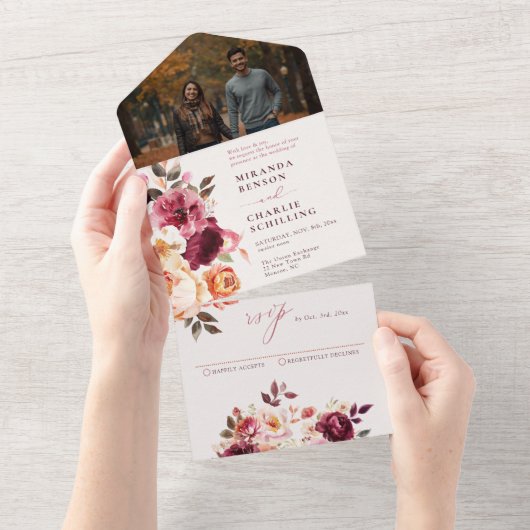 Un Lush Fall Floral Mariage Tout en une invitation (Déchirure)