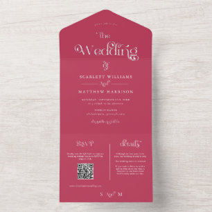 Un Magenta Mariage Whimsical tout en une invitation