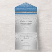Un Mariage Bleu Argent Tout en une invitation (À l'intérieur)