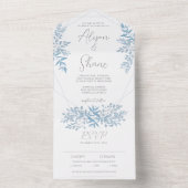 Un Mariage bleu Eucalyptus tout en une invitation (À l'intérieur)