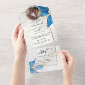 Un Mariage De Foliage Bleu Tout En Une Invitation (Déchirure)