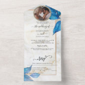 Un Mariage De Foliage Bleu Tout En Une Invitation (À l'intérieur)