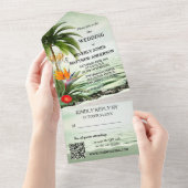 Un Mariage De Plage Tropical Tout En Une Invitation (Déchirure)