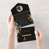 Un Mariage d'or noir céleste tout en une invitation (Déchirure)