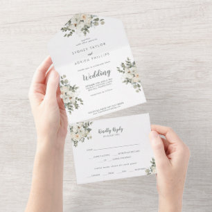 Un Mariage Floral D'Hiver Tout En Une Invitation