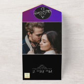 Un Mariage Monogramme violet tout en une invitation (Dehors)