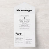 Un Mariage noir rétro élégant tout en une invitation (À l'intérieur)