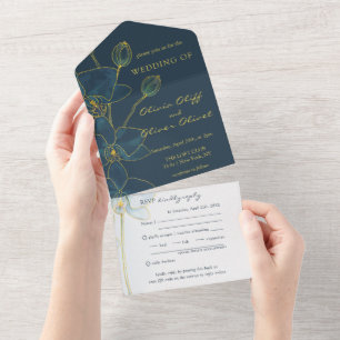Un Mariage Orchidée Bleu Doux tout en une invitation