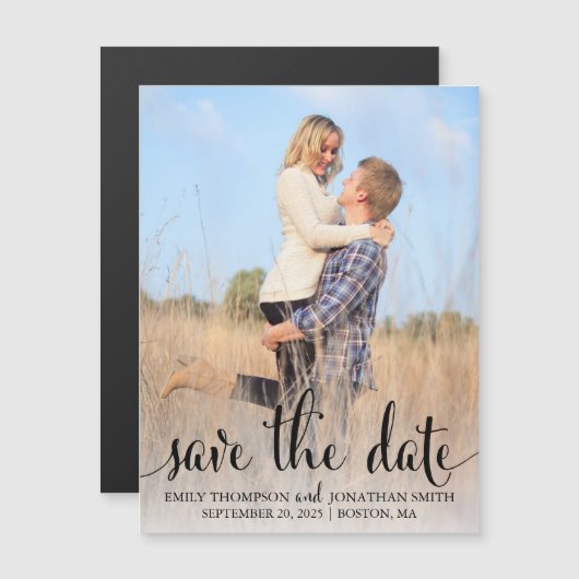 Un mariage photo Enregistrer la date Magnets en no (Devant / Derrière)