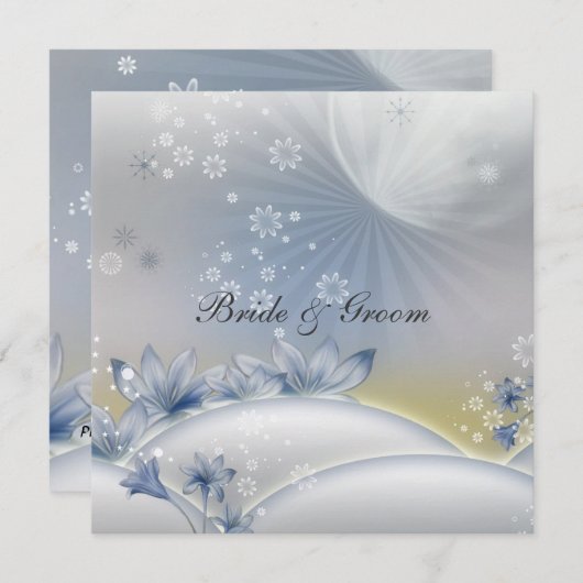 Un Mariage Populaire Élégant Invitation Fleurs bla (Devant / Derrière)