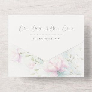 Un Mariage rose Magnolia tout en une invitation