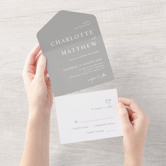 Un Mariage Script Argent Tout en une invitation (Déchirure)