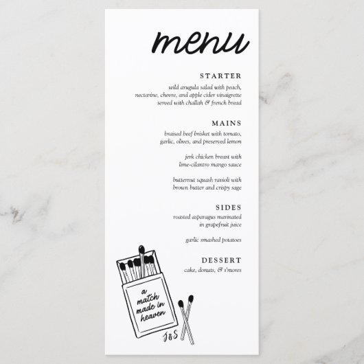 Un match fait dans le Ciel Dîner Mariage Menu (Devant)