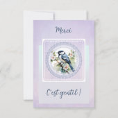 Un merci tout en délicatesse – Oiseau et fleurs (Devant)