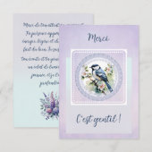 Un merci tout en délicatesse – Oiseau et fleurs (Devant / Derrière)