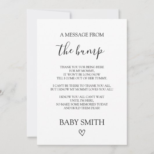 Un Message De La Carte De Baby shower Bump (Devant)