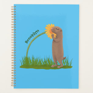 Un mignon chien de prairie reniflant la caricature