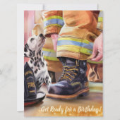 Un mignon pompier thème Anniversaire Invitation (Devant)