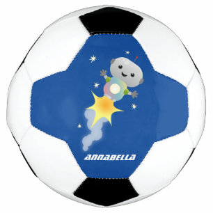 Un mignon robot volant dans l'espace dessin animé