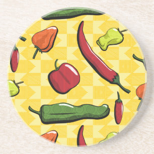 Un monde de poivrons Dessous de verre en grès