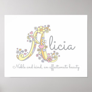 Un monogramme Alicia Girls nom signifiant affiche