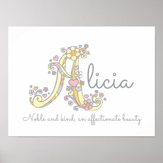 Un monogramme Alicia Girls nom signifiant affiche (Devant)