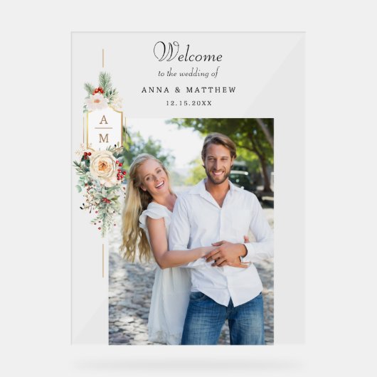 Un Monogramme Floral De Noël Simplement Élégant Bi (Recto)