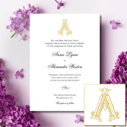 Un Monogramme Vintage Mariage Invitations