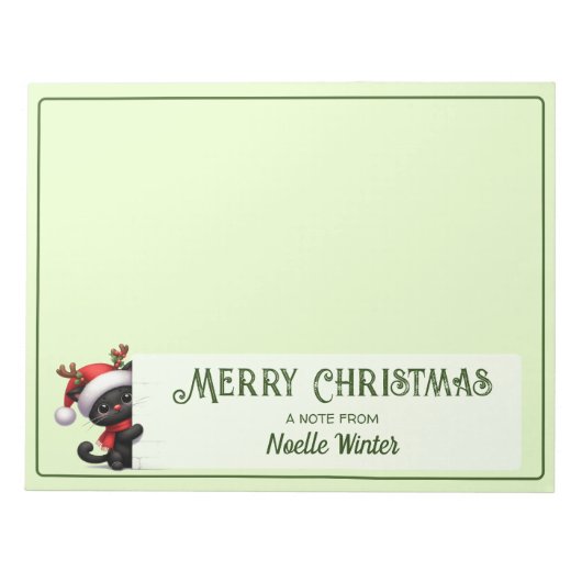 Un mot de - Bloc-notes chat de Noël qui regarde à (Devant)