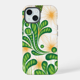 Un motif artistique vert et or représentant un arb