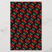 Un Motif de cerises rouges sur des tiges Feuilles  (Dos)