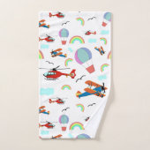 Un motif de vol de garçon sur fond blanc (Serviette à main)