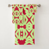 Un motif d'impression citron et tissu rouge vibran (En situation)