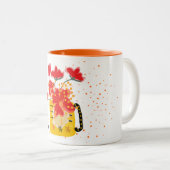 Un mug à café Two-Tone avec un bouquet de fleurs (Devant droit)