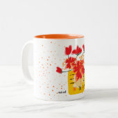 Un mug à café Two-Tone avec un bouquet de fleurs (Devant gauche)