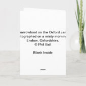 Un narrowboat sur la carte de voeux de canal (Dos)