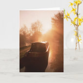 Un narrowboat sur la carte de voeux de canal (Fleur jaune)