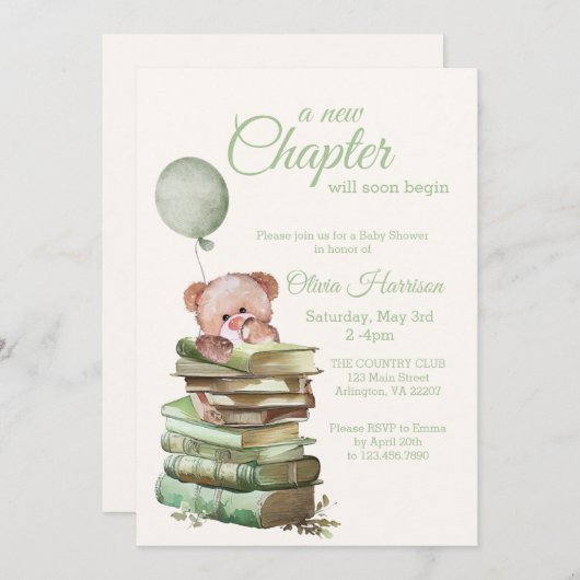Un nouveau chapitre Baby shower Invitation - Story (Devant / Derrière)