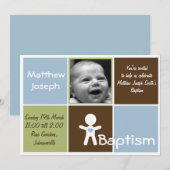 un nouveau coeur baptême bébé garçon invitation (Devant / Derrière)