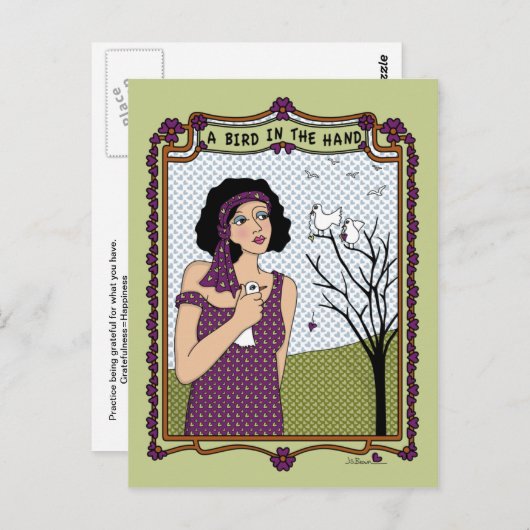 Un Oiseau Dans La Carte Postale Main_A_ (Devant / Derrière)