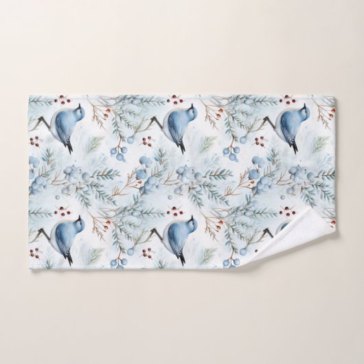 Un oiseau dans un hiver froid - (Serviette à main)