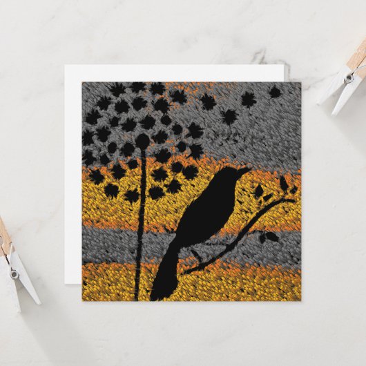 Un oiseau parmi les plumes carte (Devant/Arrière en situation)