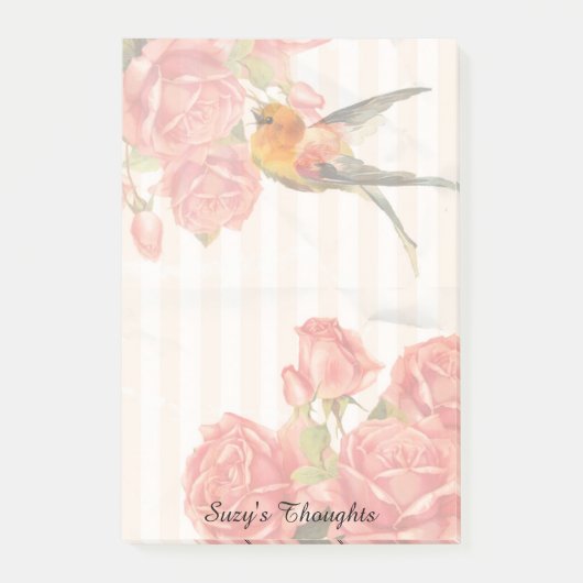 Un oiseau parmi les Roses Notes Post-it® 4 x 6 (Devant)