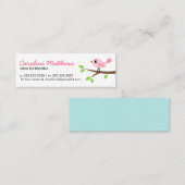 Un oiseau rose sur la carte d'appel de maman migno (Devant / Derrière)